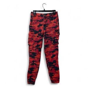 K Jordan Red & Black Camouflage Cargo Pants, Junior Women’s Size 8